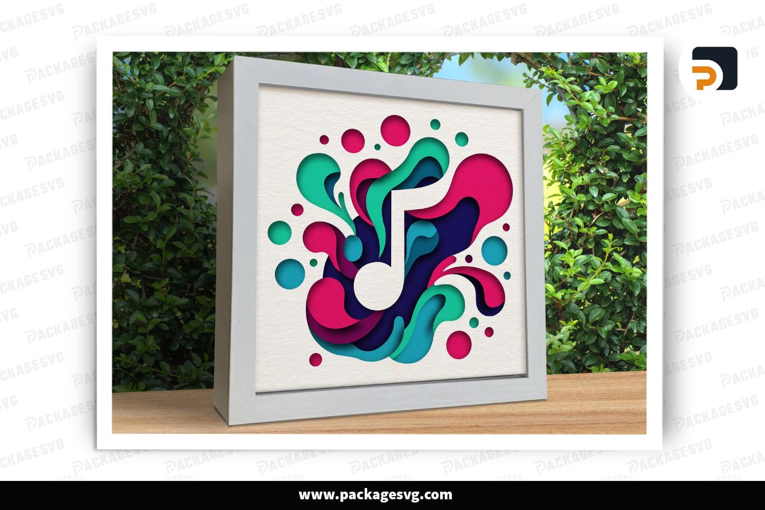 3D Musical Note Layered Shadow Box SVG, Paper Cut Template for Cricut, Silhouette, Laser Cut