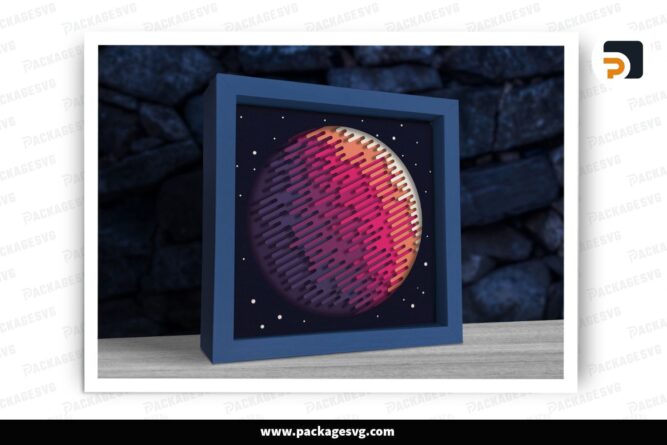 3D Planet and Space Shadow Box SVG, Layered Paper Cut Files for Cricut & Silhouette
