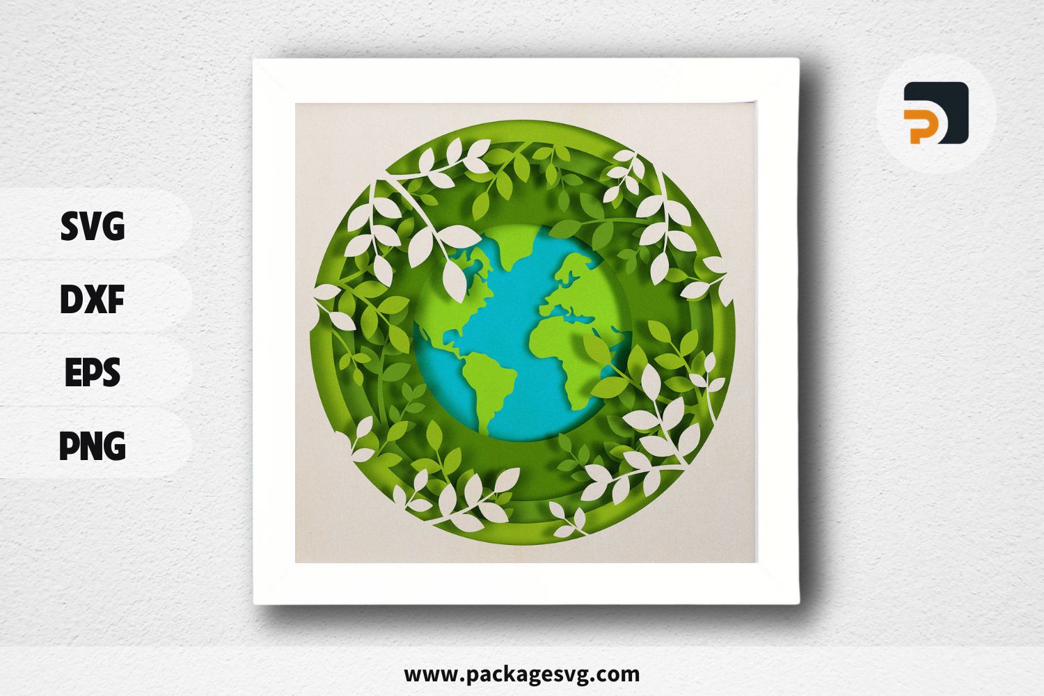 3D World Shadow Box SVG, Paper Cut Lightbox Template