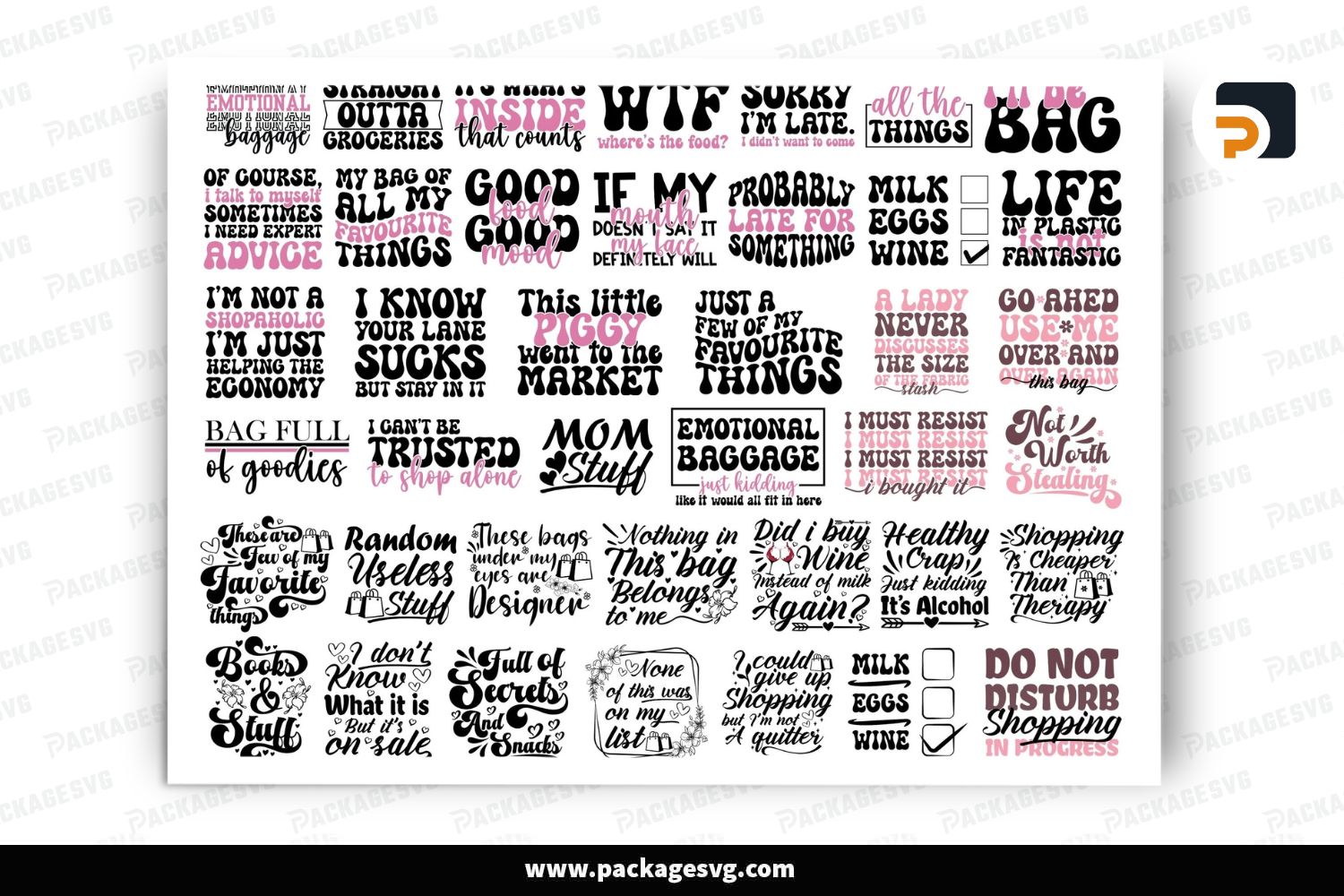 40 Funny Tote Bag SVG PNG Bundle, Mom Bag, Market Bag Designs
