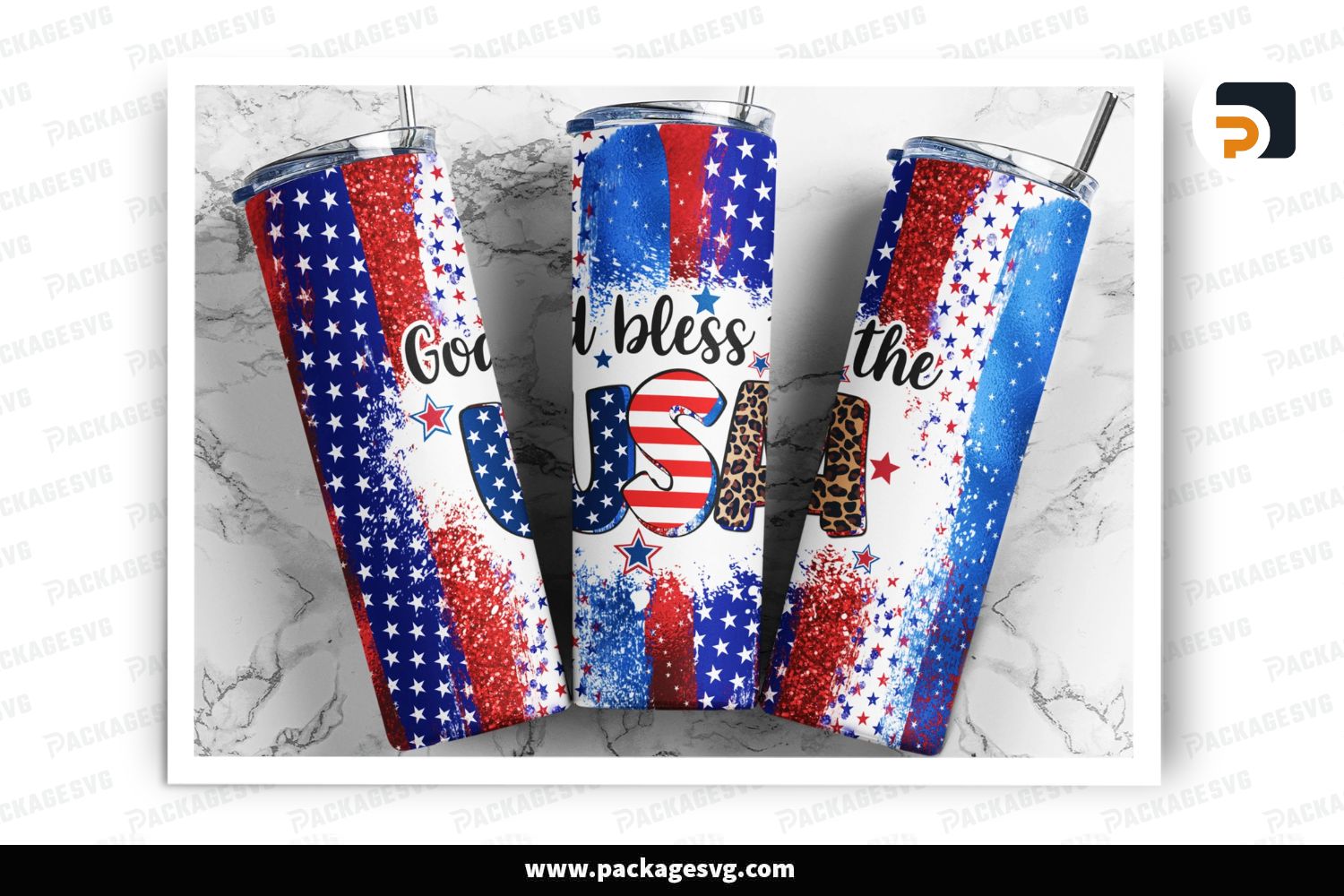 4th of July Skinny Tumbler Sublimation Designs, 20oz & 30oz PNG Template