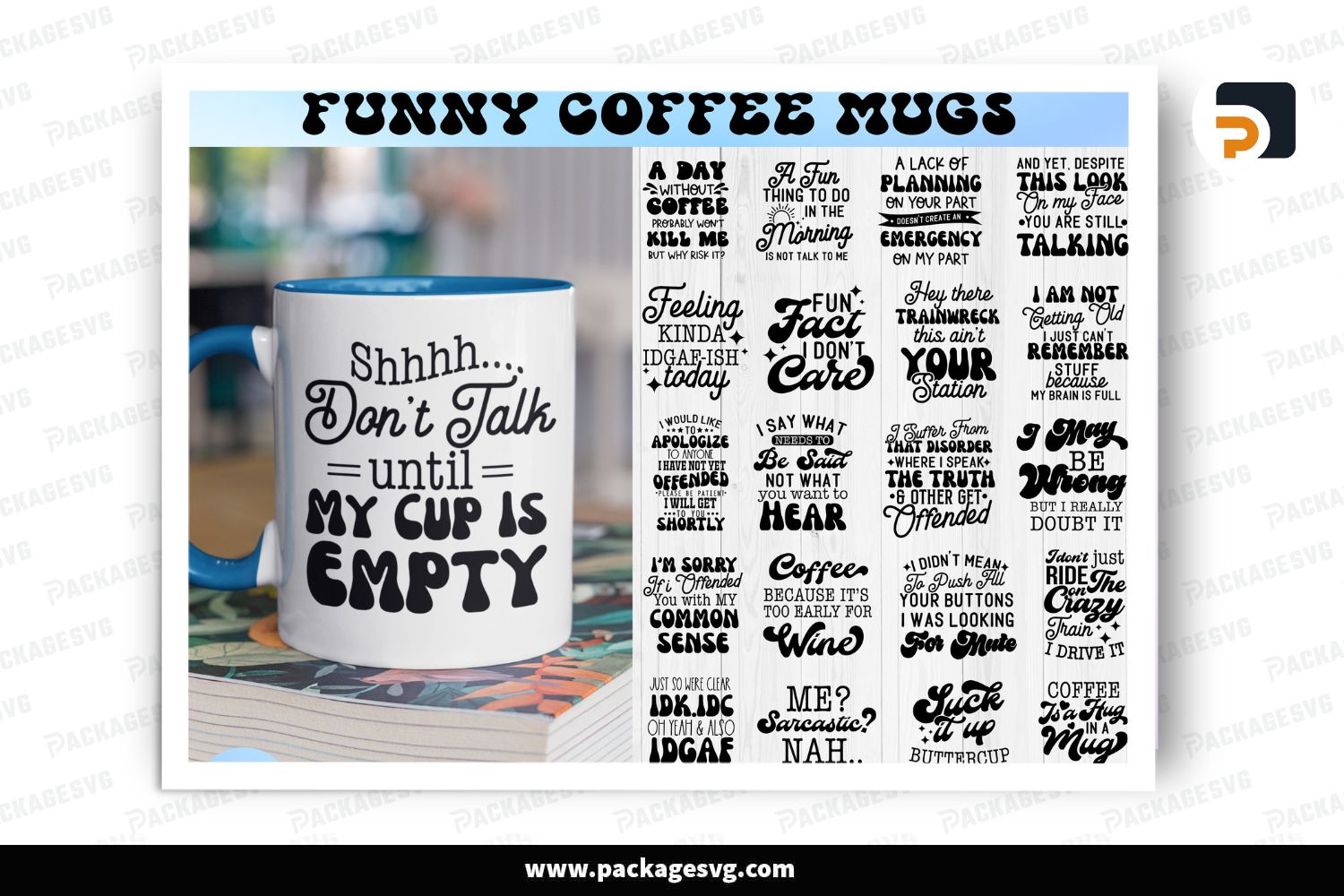 50 Coffee Mug SVG Bundle, Funny Coffee Cup Designs