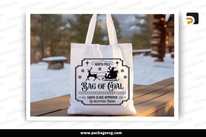 Bag of Coal SVG, Kids Tote Bag Cut File, Christmas Gift Bag SVG for Cricut