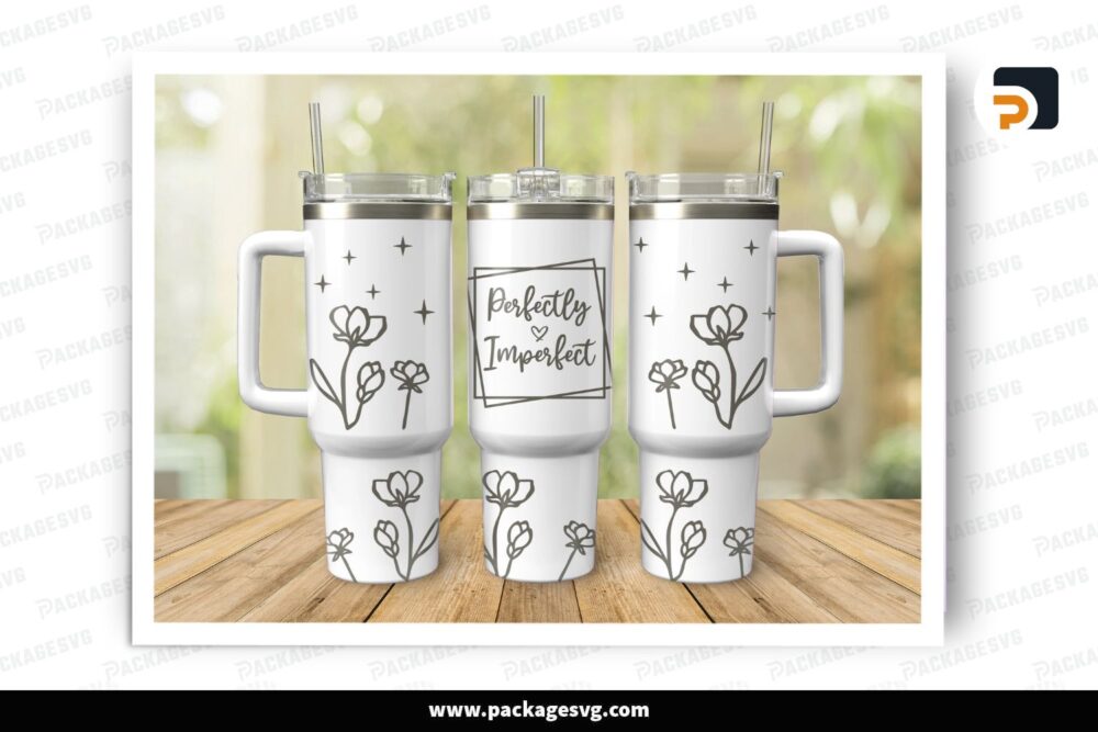 Spring Wildflower Boho Floral 40oz Tumbler Wrap SVG