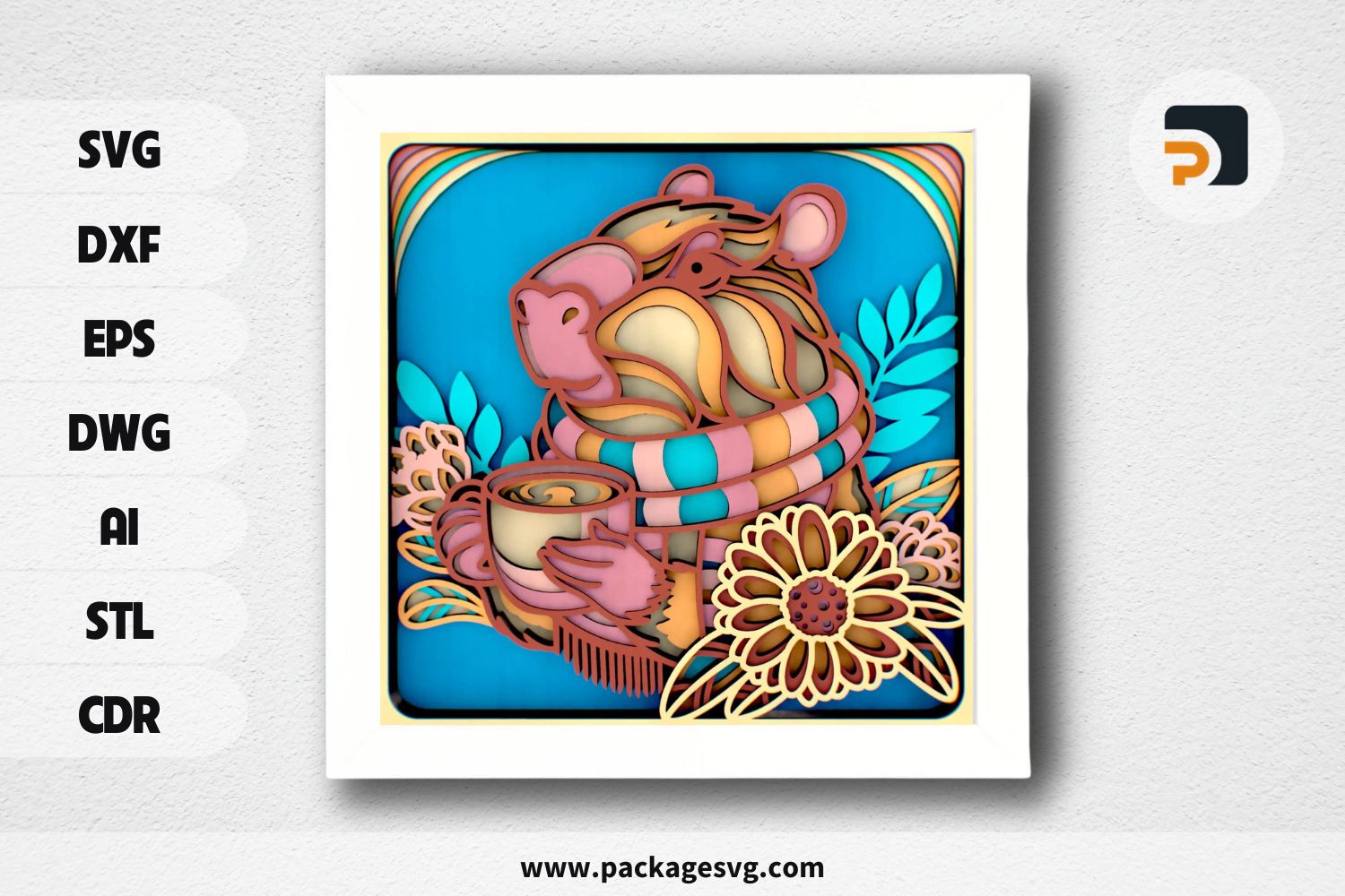 Capybara with Cocoa 3D Mandala SVG, Laser Cutting Files