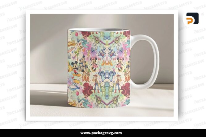 Cartoon Princess Mug Sublimation Wrap, 11oz & 15oz Mug Design