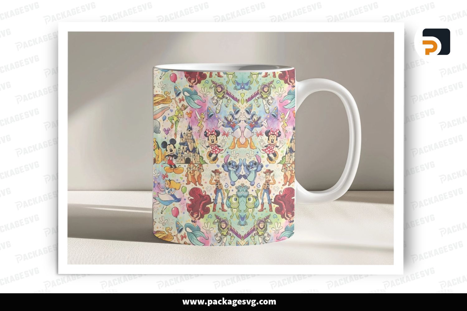 Cartoon Princess Mug Sublimation Wrap, 11oz & 15oz Mug Design