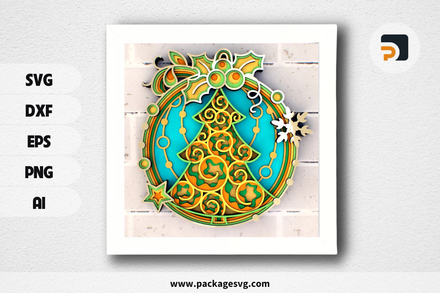 Christmas Tree Ball 3D Mandala SVG, Multilayer Laser Cut Template