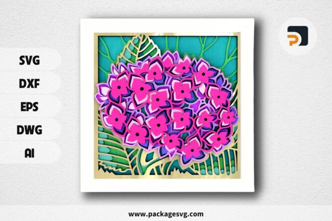 Hydrangea 3D Zentangle SVG, Layered Papercraft Files for Cricut & Laser Cutting