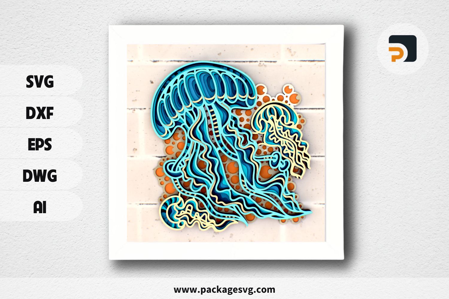 Jellyfish 3D Mandala SVG, Nautical Sea Layered Papercut Files for Cricut & CNC Router