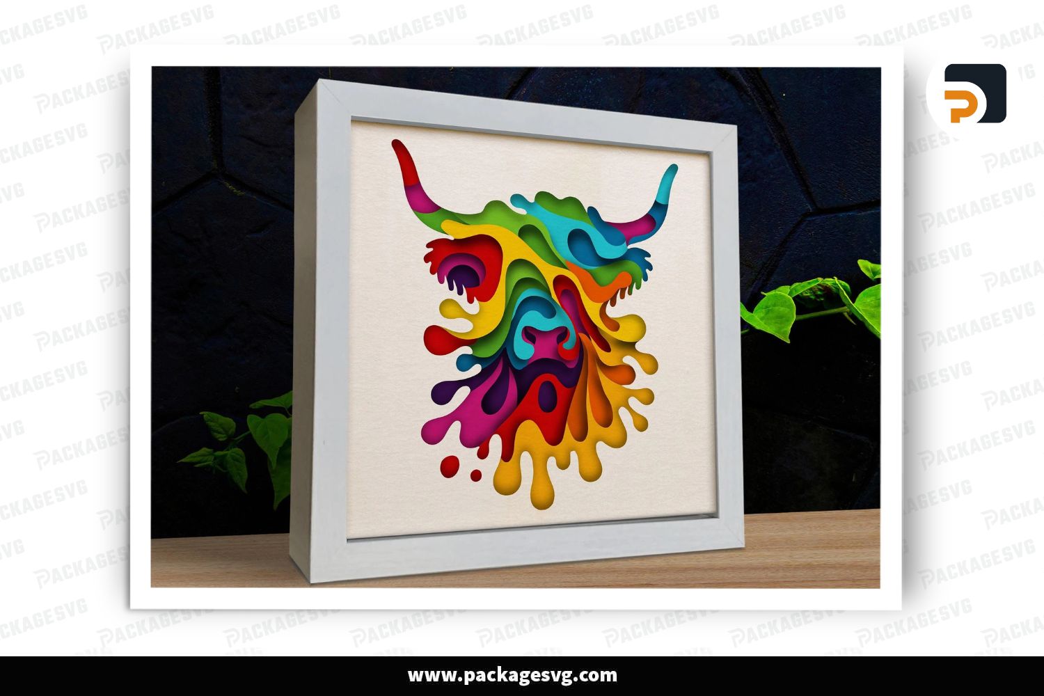 Layered Highland Cow SVG, Shadow Box Template for Cricut & Silhouette