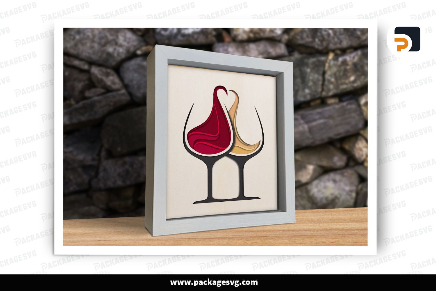 Layered Wine SVG, Red & White Wine Shadow Box, 3D Papercut Cricut Files