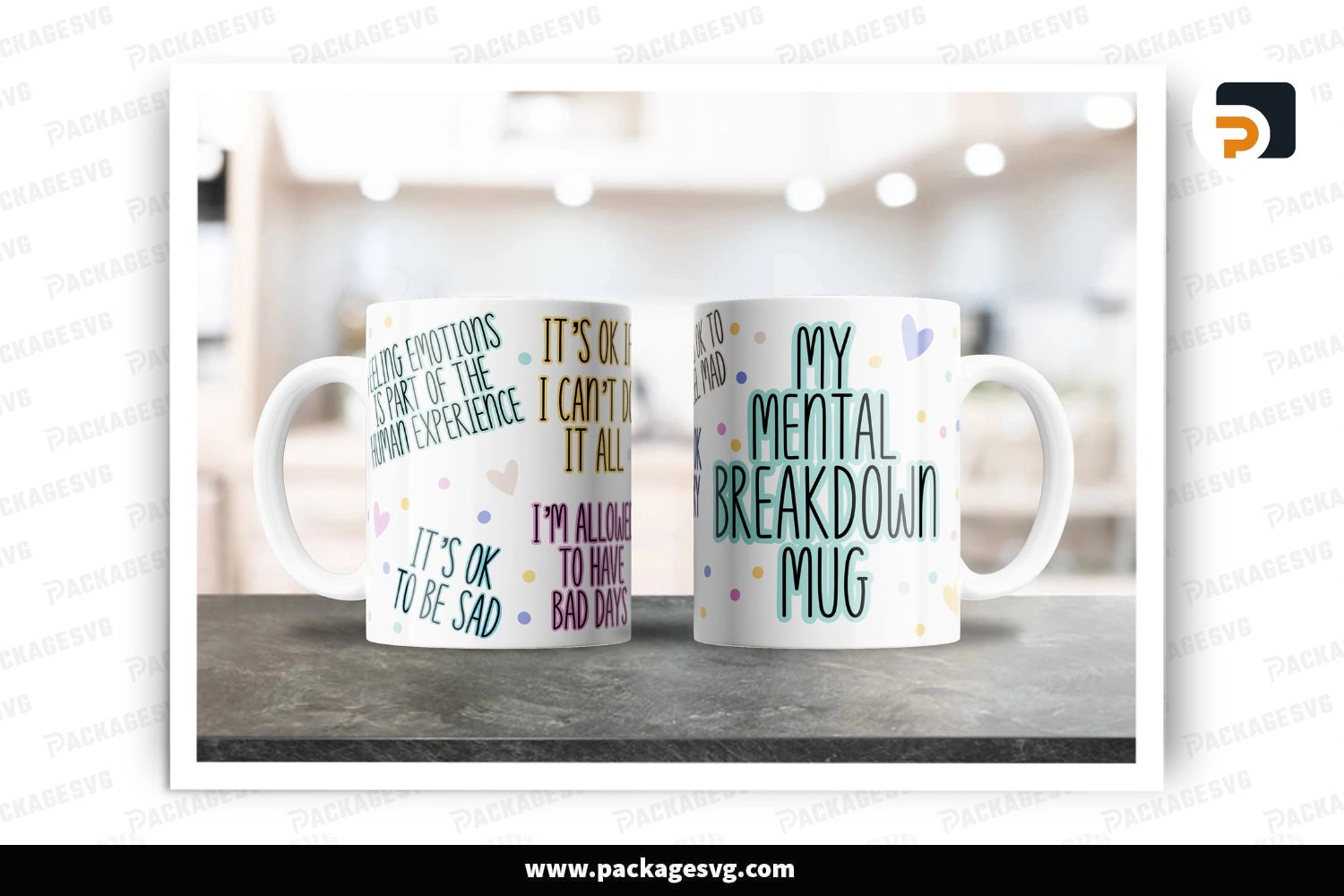 Mental Health Mug Sublimation Design, 11oz & 15oz Coffee Mug PNG
