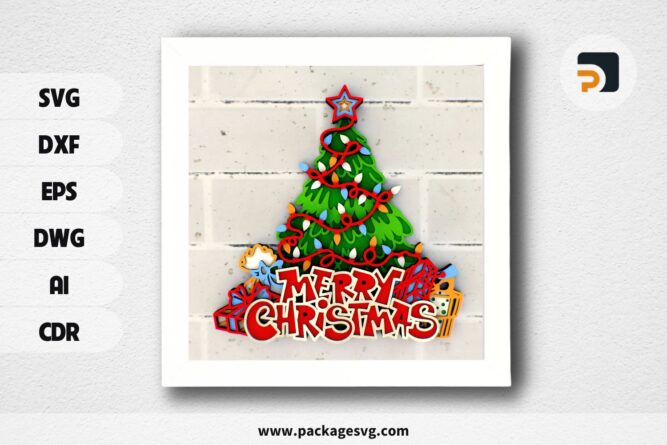Merry Christmas Tree 3D Mandala SVG, Laser Cut Files for Cricut, Glowforge & CNC
