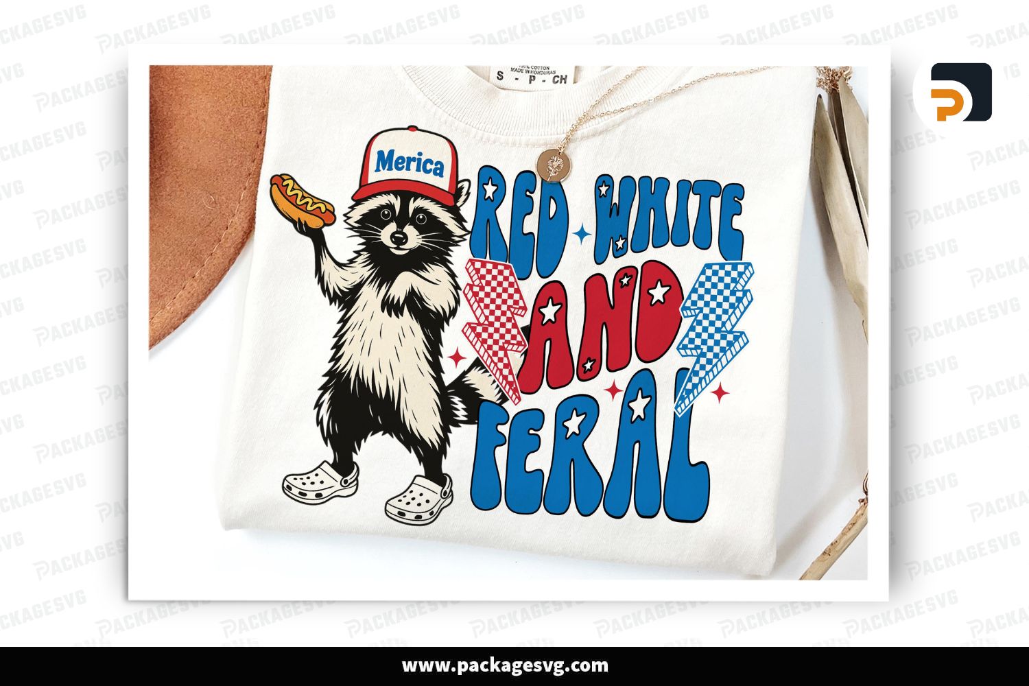 Red White And Feral PNG, Funny USA Raccoon Shirt