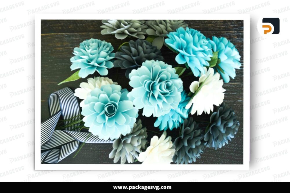 Small Dahlia Paper Flower Template, DIY Wedding Bouquet SVG & PDF Pattern