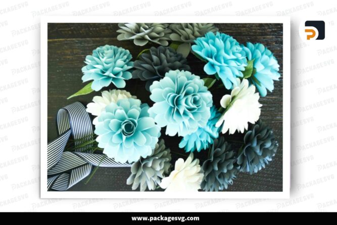 Small Dahlia Paper Flower Template, DIY Wedding Bouquet SVG & PDF Pattern
