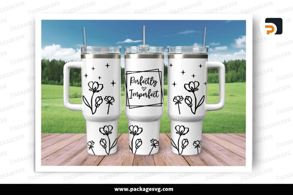 Spring Wildflower Boho Floral 40oz Tumbler Wrap SVG