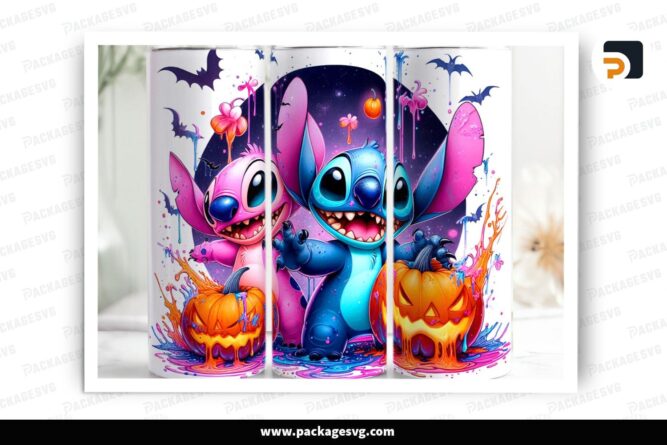 Stitch Halloween Tumbler Wrap PNG, 20oz Skinny Tumbler