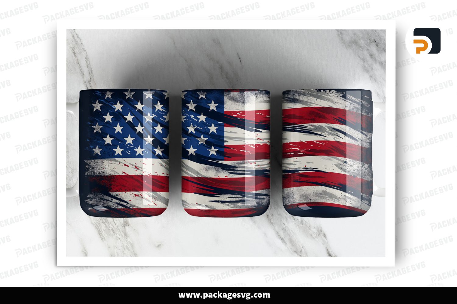 USA American Flag 15oz Mug Sublimation PNG, Red White Blue Stars & Stripes Wrap