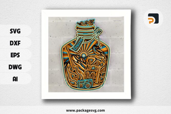 Dreams in a Bottle Zentangle 3D Layered SVG, Multilayer Panel Cut Files for Cricut, Laser Cutting, CNC