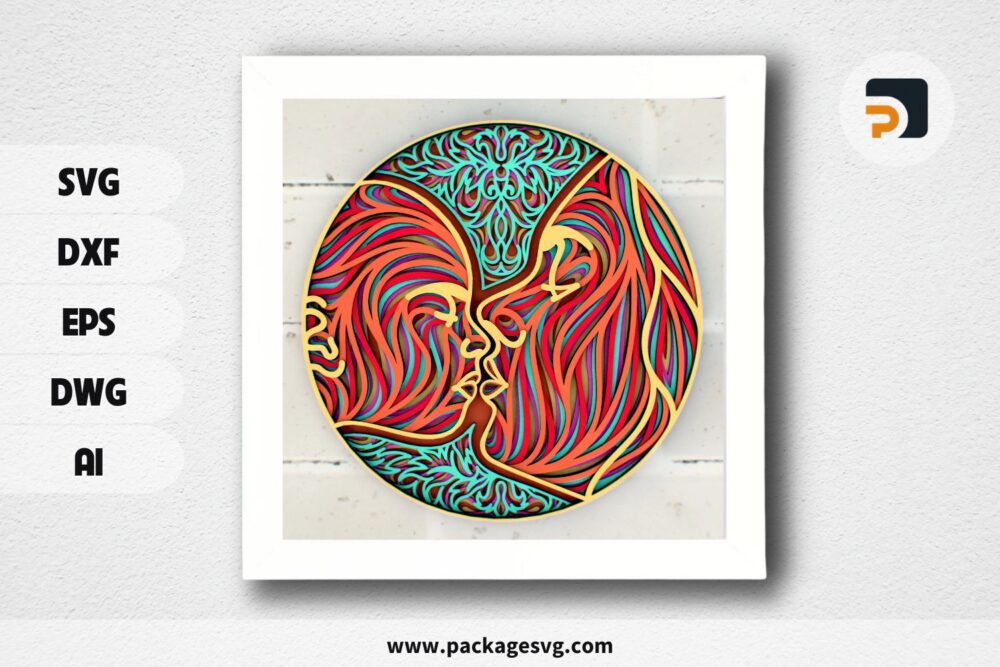 Mom with Baby 3D Mandala SVG, Multilayer Laser Cut File