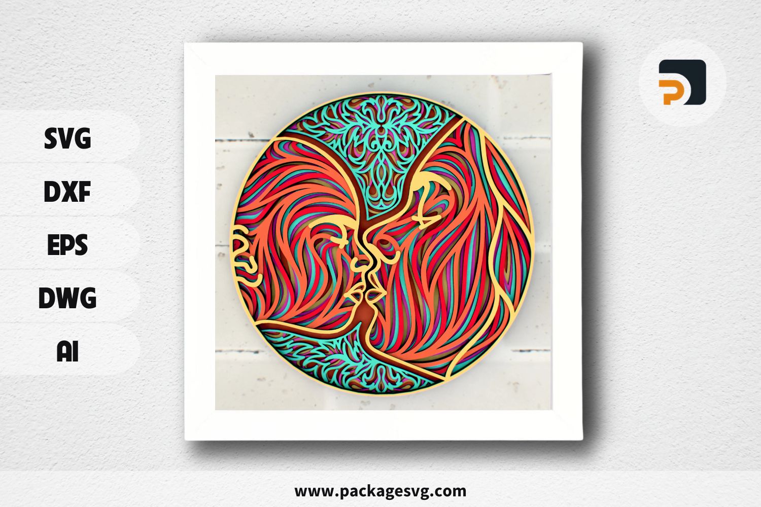 Mom with Baby 3D Mandala SVG, Multilayer Laser Cut File